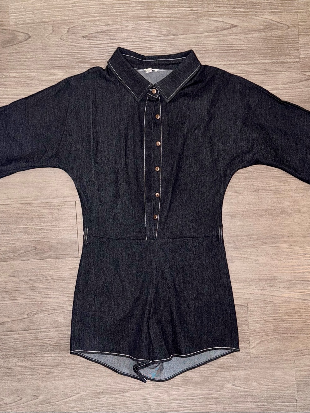 AZURA Indigo Denim Collared Shorts Romper
